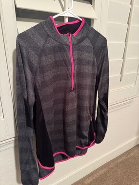 Avia Gray and Hot Pink Quarter-Zip Athletic Top